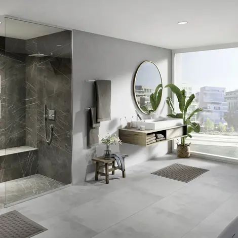 Modernes Badezimmer mit bodengleicher Dusche