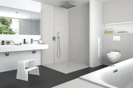wedi Badezimmer mit Dusche und Waschbecken