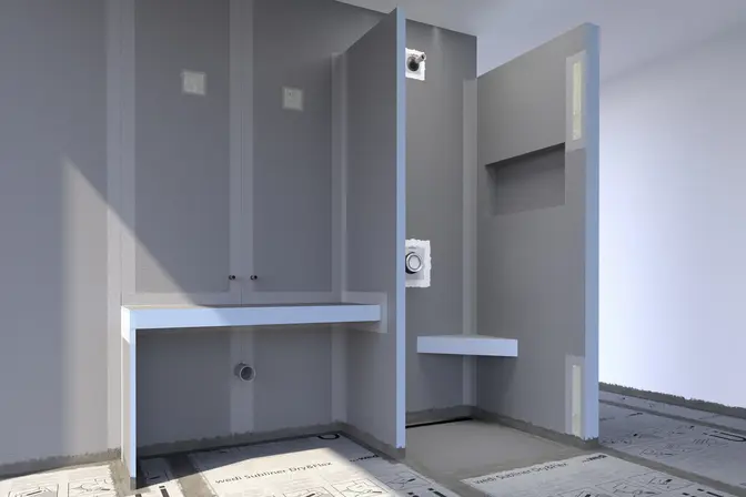 Rohbau Badezimmer mit wedi Produktsystemen